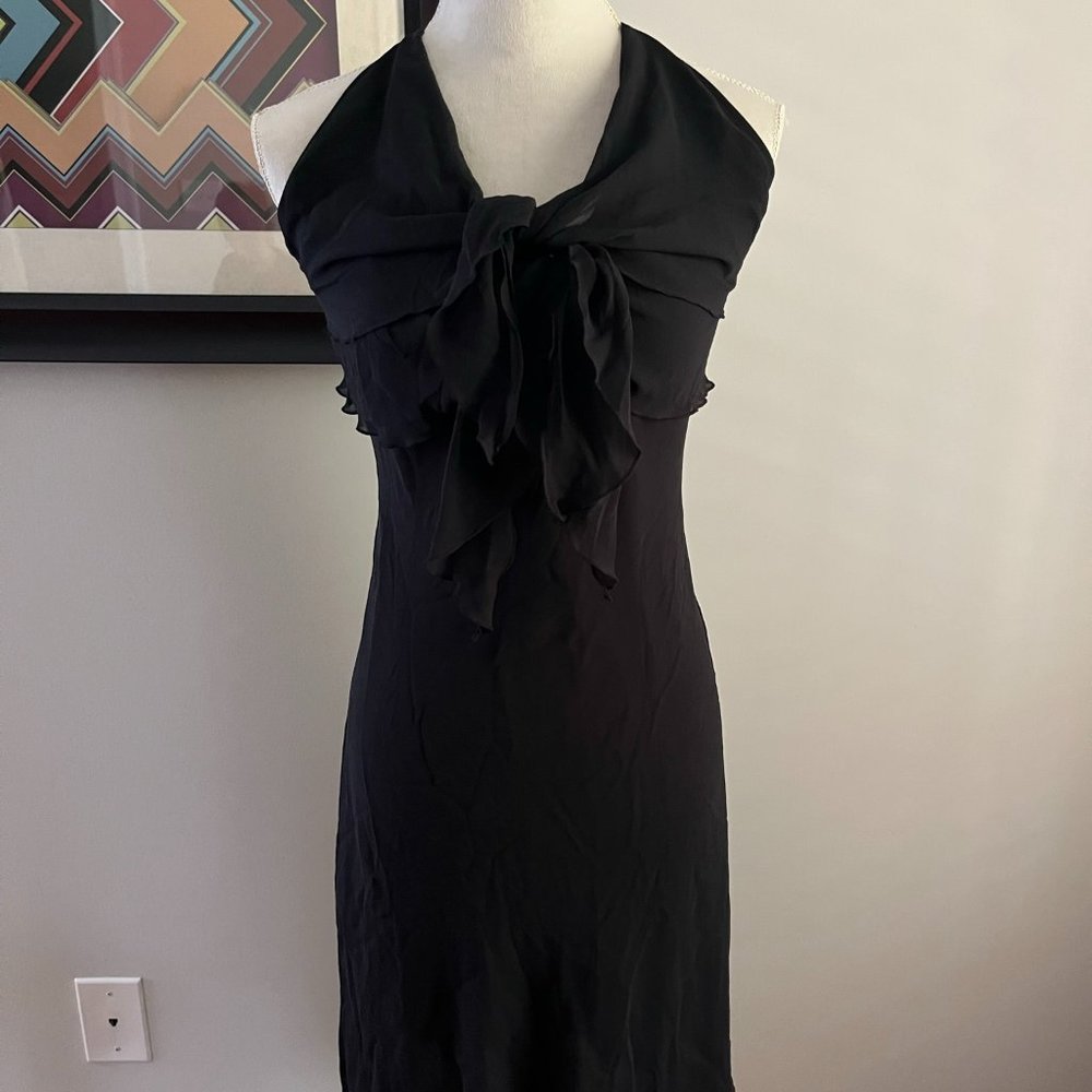 Express 100% Silk Black Halter Dress SZ 7/8
